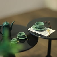 Set šalica za kavu u donjem dijelu-kućica za lutke: realistični minijaturni model šalice za čaj, tanjurića i žlice