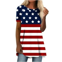 Majice američke zastave za žene, modne ženske Ležerne domoljubne majice s okruglim vratom, majice s grafičkim