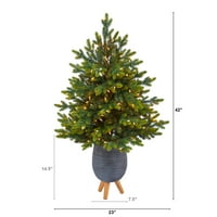 Gotovo prirodno 3,5 'FIR umjetno božićno drvce u plantaži, prelitno s jasnim svjetlima