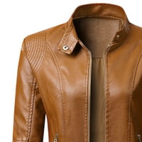Fanxing Clearance Deals Bomber kožna jakna Žene Ugrađeni modni zimski kaputi dugi rukavi puni patentni zatvarač