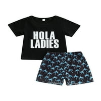 Caitzr Summer Toddler Kids Boys Outfits Pismo tisak majice kratkih rukava Topstrees Print Shorts Set set