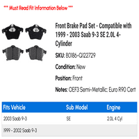 Komplet prednjih kočionih pločica - kompatibilan s - --9 - - - - 2.0 L 4-cilindrični 2002