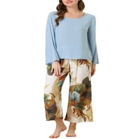 Jedinstvene ponude ženske duge rukave Capri hlače cvjetni salon pidžama setovi za spavanje