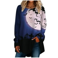 Ženska ležerna majica veličine plus s dugim rukavima s okruglim vratom, gornji pulover