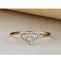 1 10CT TDW Diamond 10k Žuto zlato srce u srčanom modnom prstenu