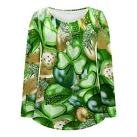 Ženske majice St. Patricks Majica Majica Dresca Gumbi s dugim rukavima V vrat dukserica irski shamrock print pulover
