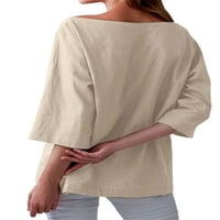 A. M. / ženska jednobojna majica dugih rukava ljetni vrhovi ženski pulover tunika s okruglim vratom bluza u boji