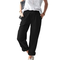 Rasprodaja ženskih Plus size $ ženske Ležerne jednobojne hlače s džepovima elastični pojas udobni Kaki hlače ravnih