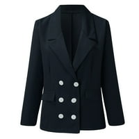 Pxiakgy Zimski kaputi za ženske kaznene kapute za žene čvrste boje labava kardigan kaput s džepnim reverima dugi
