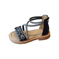 Ljetne sandale s patentnim zatvaračem, cvjetni uzorak i rhinestones, sandale s otvorenim prstima, rimske sandale