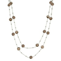 5. i glavna ogrlica od srebrnog okvira s malim srebrnim stanicama i dimnim kvarcnim okruglim draguljima