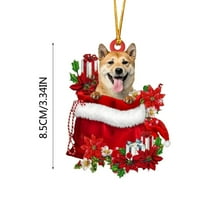 Sanbonepd Božić novi crtani pseći automobil privjesak drveća ukrasi za ukrašavanje kuće za prijatelje