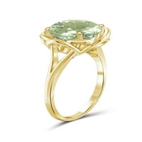 Jewelersclub Green Ametist Ring Birthstone Nakit - 3. Karat zeleni ametist 14K Zlatni nakit od srebrnog prstena
