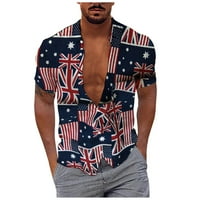 Rasprodaja majice za muškarce s reverom za muškarce s printom Dana neovisnosti Mornarsko plava