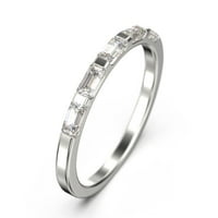 Zaručnički prsten od 18k bijelog zlata s pet dijamanata Moissanite baguette cut 40K preko srebrnog zaručničkog