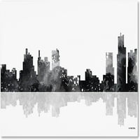 Zaštitni znak likovna umjetnost Detroit Michigan Skyline BG-1 Canvas Art by Marlene Watson