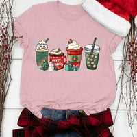 Ženska Božićna majica s uzorkom, majica s šalicom za kavu, zabavna božićna majica, Top Ženske majice