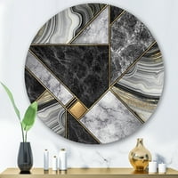 DesignArt 'Dodiri zlata s mramornim granitom agate' Moderni krug metal zidne umjetnosti - disk od 36