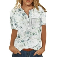 Ženski Gornji dijelovi, ženske Ležerne bluze s izrezom i kratkim rukavima, ljetni Gornji dijelovi na kopčanje