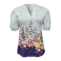 Ženska ležerna majica s izrezom u obliku slova B, ljetni napuhani vrhovi kratkih rukava, široka boho cvjetna bluza