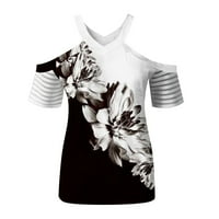 Modne ženske majice na rasprodaji, ljetne majice kratkih rukava, košulje s izrezom u obliku ramena, Ležerne bluze
