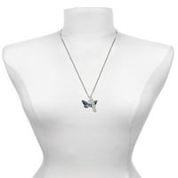 Divni nakit od velikog plavog leptira s kristalima, ogrlica s šarmom, 23