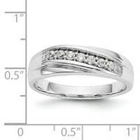 Čvrsta 14K bijelo zlato muški bend za vjenčani prsten s CZ kubičnim cirkonijom veličine 9,5