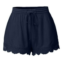 Smanjena ženska labava fit plus kratke hlače elastične čipke s visokim strukom čipke kratke hlače ljetne ležerne