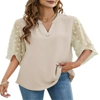 Ženska ljetna majica s izrezom u obliku slova u, jednobojna majica s dekorom na kopčanje, ležerna majica, pulover