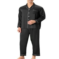 Muški satenski pidžama Set od donjeg rublja, košulja i hlače dugih rukava, pidžama Setovi za spavanje