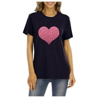 T majice za žene vrhovi kratkih rukava Valentinovo bluze redovne fit majice pulover majice vrhovi solidne majice