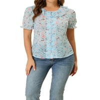 Allegra k ženska čista cvjetna cvjetna gumba s okruglim vratom dekor bluze s bluza