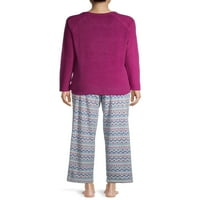 Ženski pidžama Set od rastezljivog runa s dugim rukavima, gornji dio i hlače