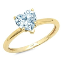 Vjenčani prsten od prirodnog nebeskoplavog topaza u obliku srca od žutog zlata 14k, veličine 5,5