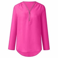Rasprodaja bluza za žene $ 5 ženske ljetne košulje s dugim rukavima casual tunika s patentnim zatvaračem bluze