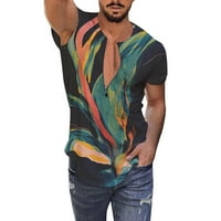 muška majica kratkih rukava, majica s digitalnim tiskom od 3 inča, majica bez ovratnika s patentnim zatvaračem