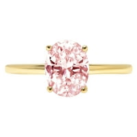 Zaručnički prsten od ružičastog imitiranog dijamanta ovalnog reza od 2,5 karata u žutom zlatu od 14 karata, veličine