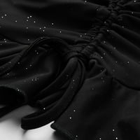 Haljine za žene mini večernje Ležerne elegantne jedno rame jednobojne večernje ljetne haljine Rasprodaja Crna