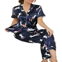 Ženski pidžama Setovi Odjeća Odjeća spavaćica svilena pidžama ženska noćna odjeća s printom srca vrećasti satenski