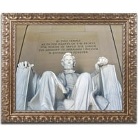 Zaštitni znak likovna umjetnost Lincoln Memorial Canvas Art by Cateyes, zlatni ukrašeni okvir