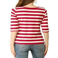 Jedinstveni prijedlozi Ženska majica s rukavima s okruglim vratom u kontrastnim prugama u boji