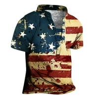 Muški casual pulover s digitalnim printom s ovratnikom za Dan neovisnosti, Sportska bluza za fitness, polo majica