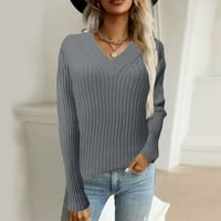 Ženski jesenski džemper, pulover, ležerni zimski džemperi s dugim rukavima, sivi, A-Lister