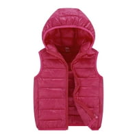 Duksevi za dječake dječja zimska jakna bez rukava prsluk ležerna gornja odjeća vruće ružičasta Veličina 170