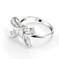 Prstenovi za žene modni Srebrni s bijelim safirom prsten s lukom vjenčani nakit za zaručnički poklon