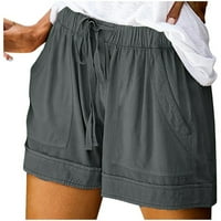 Ležerne kratke hlače za žene, udobne, s vezicama, elastični pojas, široke kratke hlače s džepovima, hlače