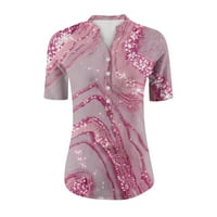 Ženske majice s kratkim rukavima s kratkim rukavima s cvjetnim dekolteom u obliku rukava, ležerna bluza od tunike,