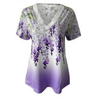 Bluze za Žene, Ležerne široke košulje s izrezom i kratkim rukavima, čipkaste majice s cvjetnim printom, ženski