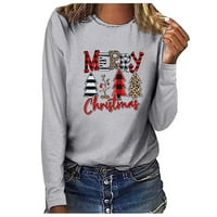 Božićna ženska casual dukserica s dugim rukavima s okruglim vratom pulover Bluza 6 488487