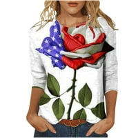 Rasprodaja, Plus Size Ženska Moda, majica s printom Dana neovisnosti, bluza s rukavima s okruglim vratom, ležerni